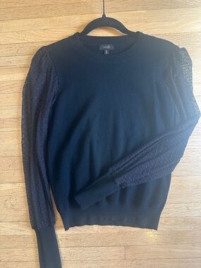 🕸️🕷️Sexy Black Lace-Sleeve Crewneck